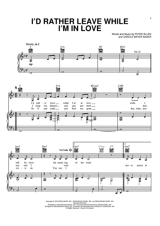 I'd Rather Leave While I'm In Love