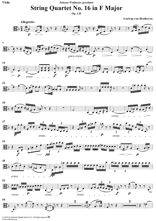 String Quartet No. 16 in F Major, Op. 135 - Viola