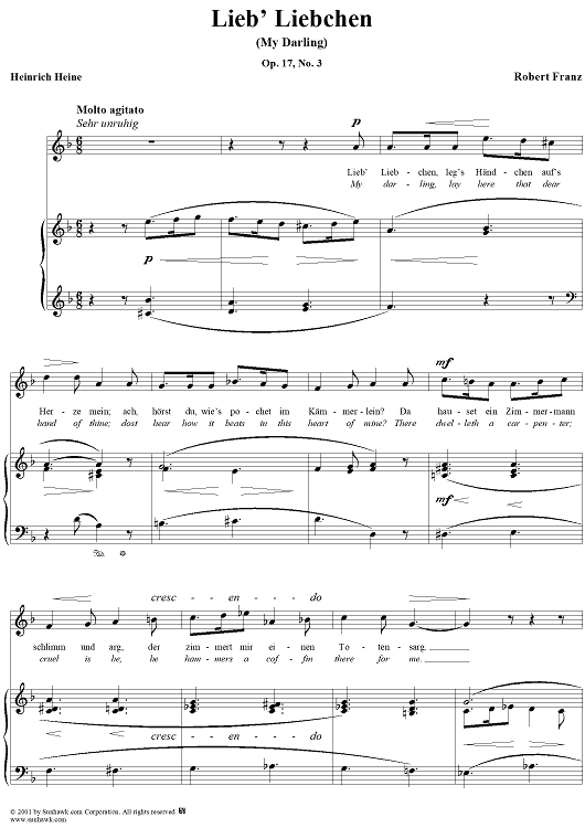 Six Songs, op. 17, no. 3: My Darling  (Lieb' Liebchen)
