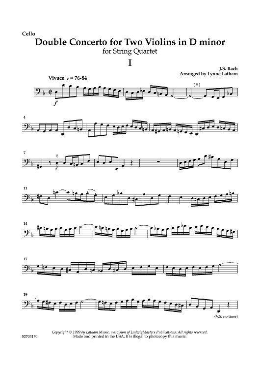 Double Concerto for Two Violins - Cello