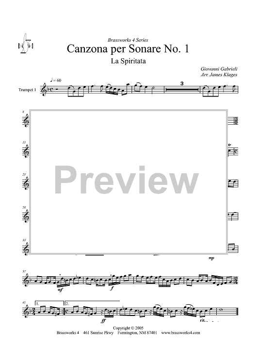 Canzona per Sonare No. 1 - Trumpet 1