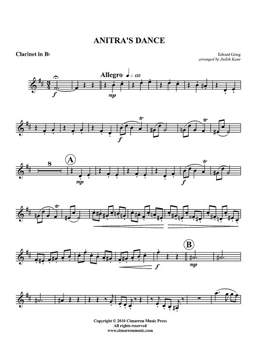 Anitra's Dance - Clarinet in Bb