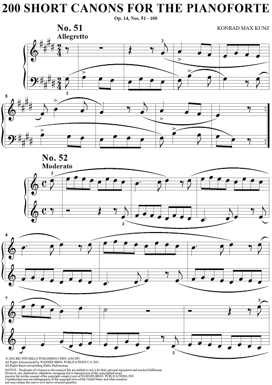 Two Hundred Short Two-Part Canons, Op. 14, Nos. 51 - 100