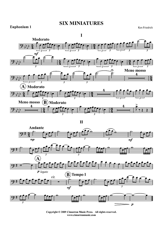Six Miniatures (short pieces) - Euphonium 1 BC/TC