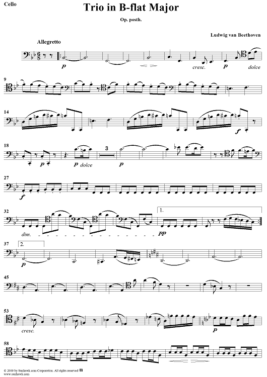 Trio in B-flat Major, Op. posth. - Cello