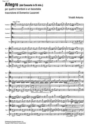 Allegro (from Concerto in B minor) - Score