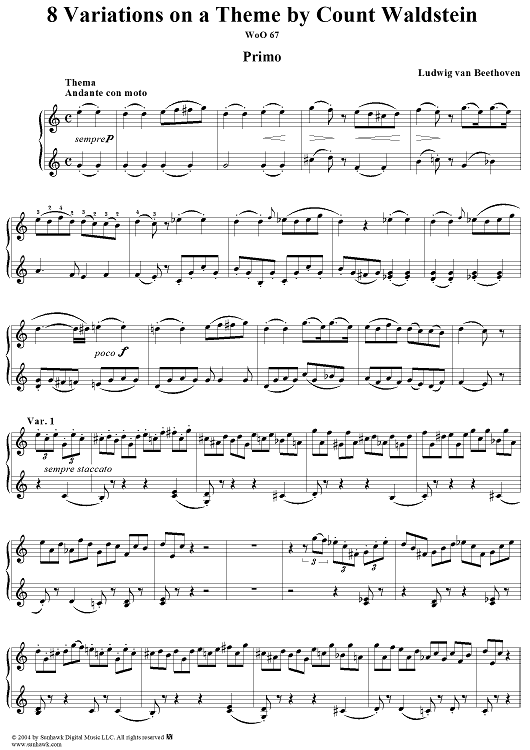 8 Variations on a theme by Count Waldstein in C Major, WoO 67