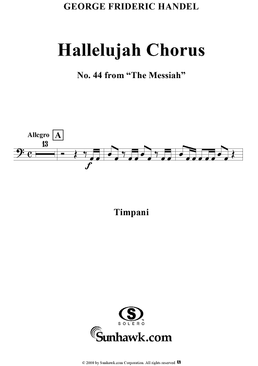 Hallelujah Chorus Timpani" Sheet Music for Chorus and Orchestra
