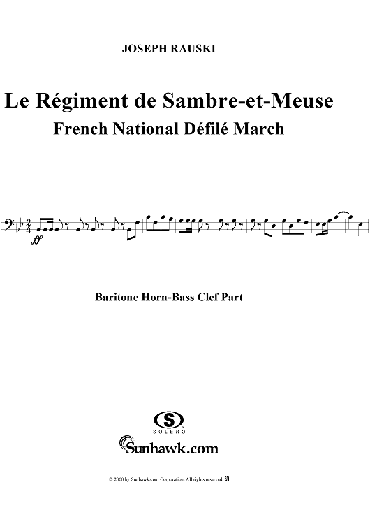 Le Régiment de Sambre-et-Meuse - Baritone Horn-Bass Clef