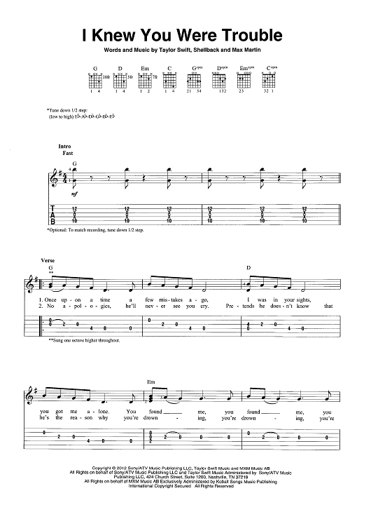 I Knew You Were Trouble