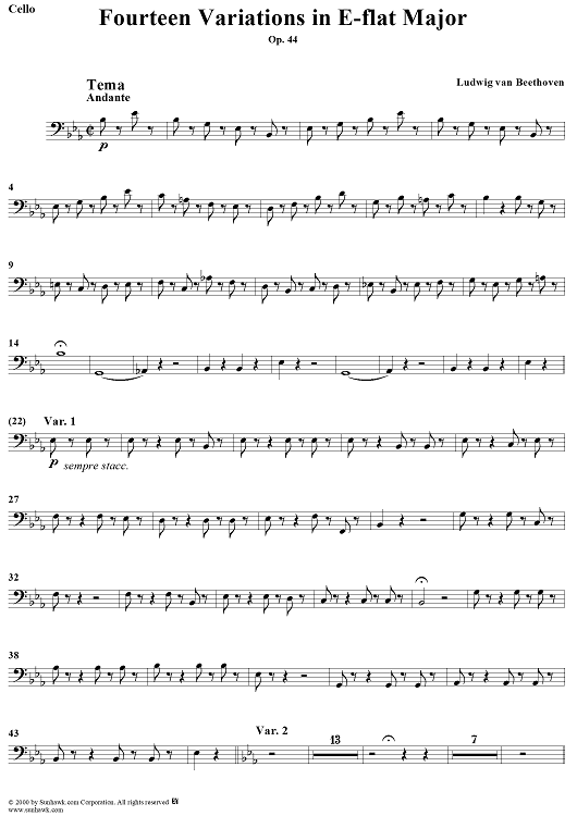 Piano Trio No. 10 in E-flat Major, Op. 44 - Cello