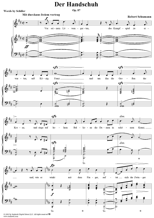 handschuh text Der Handschuh, Op. 87