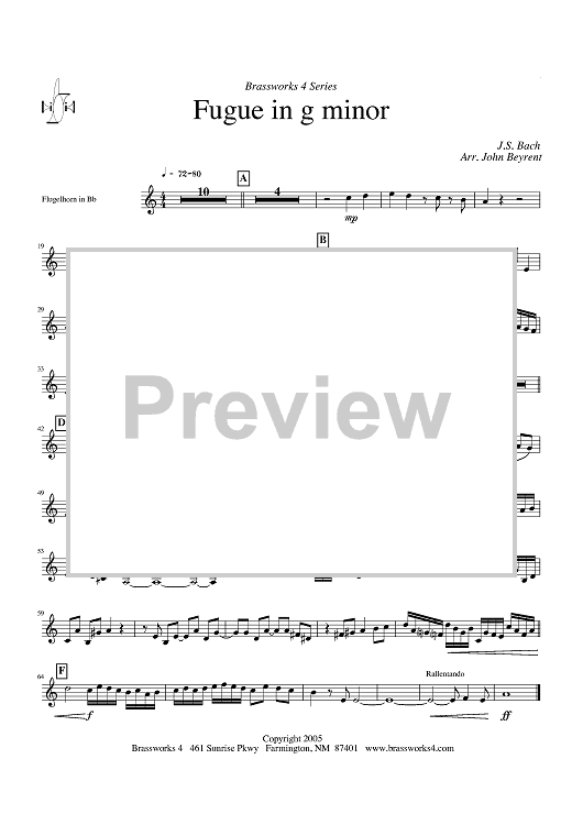 Fugue in g minor - Flugelhorn in Bb