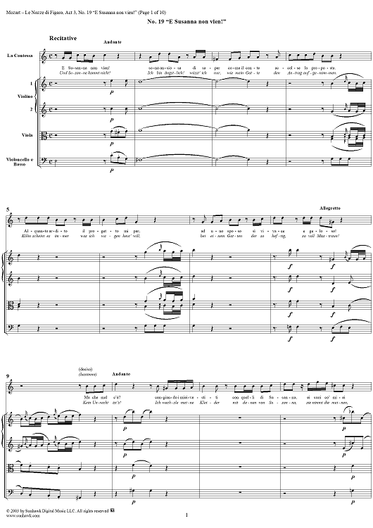 "E Susanna non vien!", No. 19 from "Le Nozze di Figaro", Act 3, K492 - Full Score