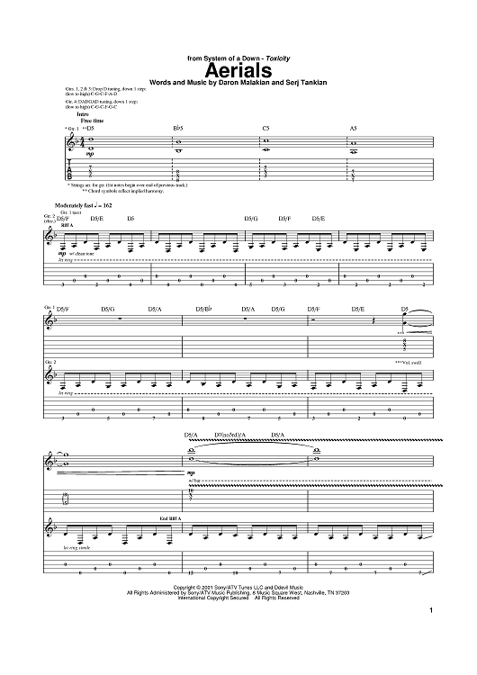 Soad aerials sales guitar tab