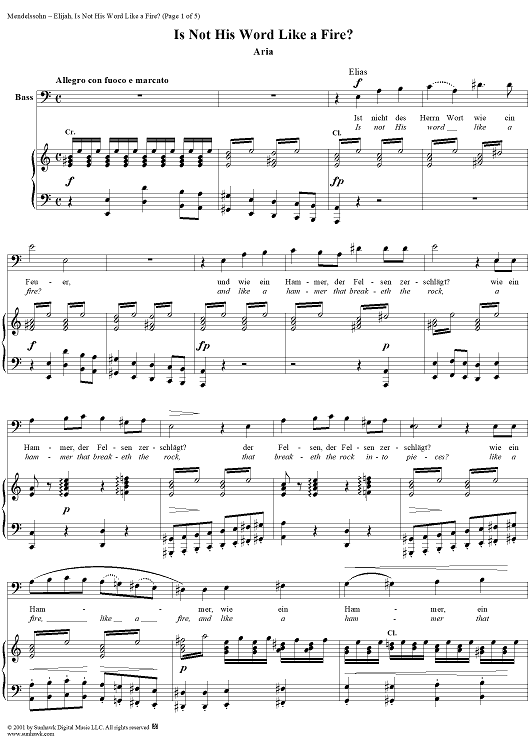 Is Not His Word Like a Fire? - No. 17 from "Elijah", part 1