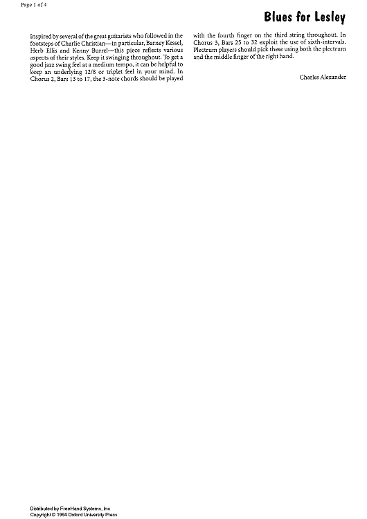 Blues for Lesley - Notes