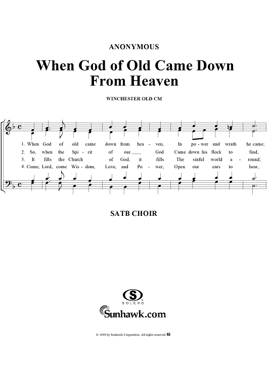 When God of Old Came Down From Heaven