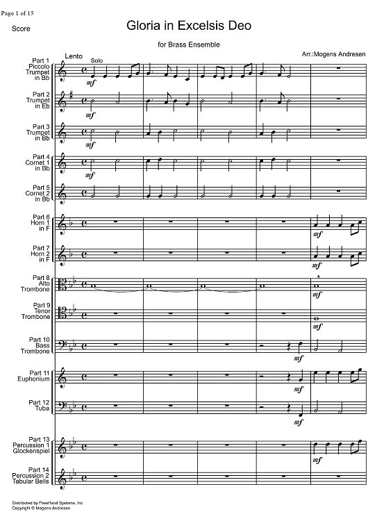 Gloria in Exelsis Deo - Score