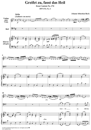 "Greifet zu, fasst das Heil", Aria, No. 4 from Cantata No. 174: "Ich liebe den Höchsten von ganzem Gemüte" - Piano Score