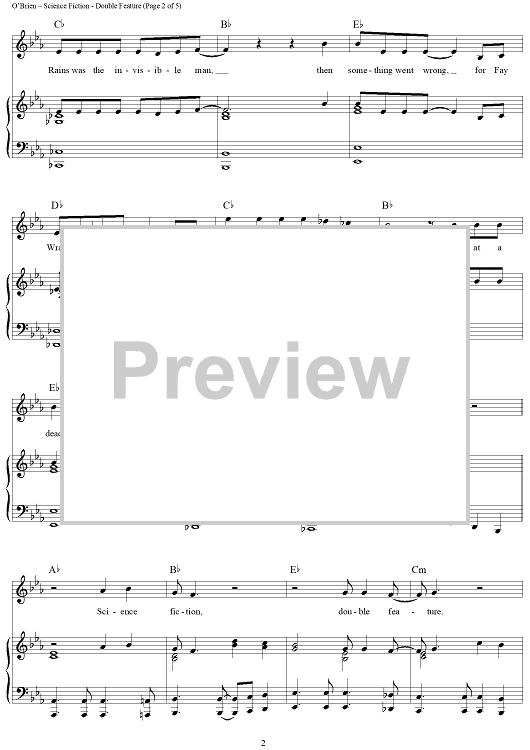 Science FictionDouble Feature" Sheet Music for Piano/Vocal/Chords