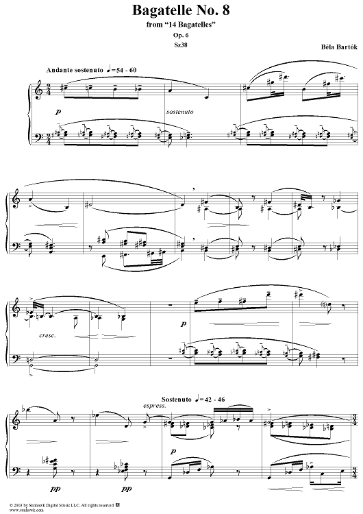 Bagatelle No. 8 "Andante sostenuto"