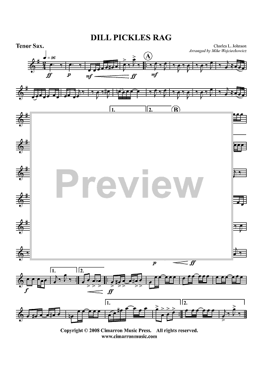 Dill Pickles Rag - Tenor Sax