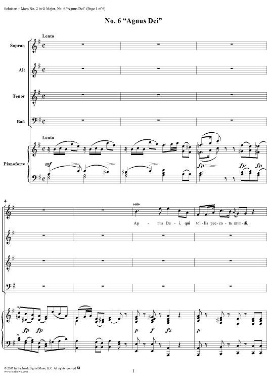 Mass No. 2 in G Major, D167: No. 6, Agnus Dei