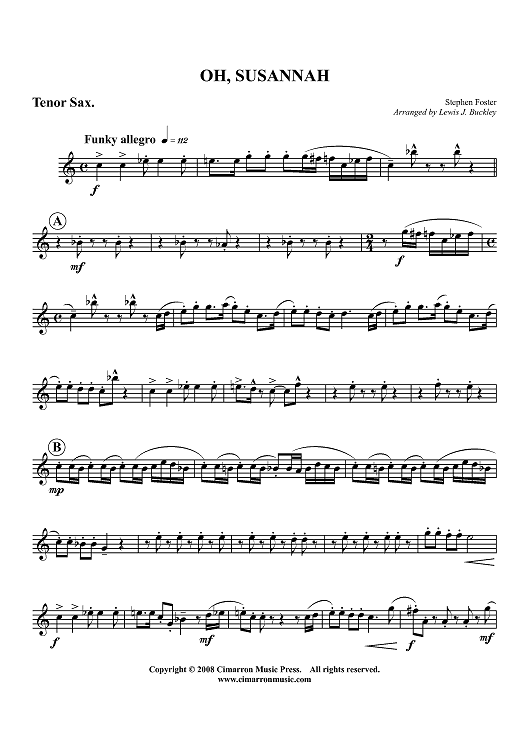 Oh, Susannah - Tenor Sax