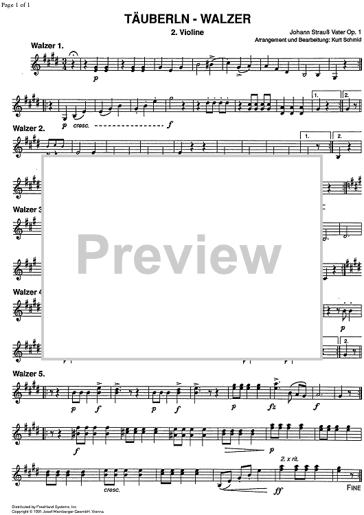 Täuberln Walzer Op. 1 - Violin 2