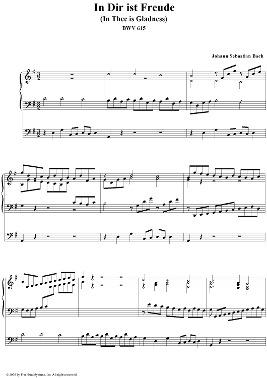 In Dir ist Freude (In Thee Is Gladness), BWV615