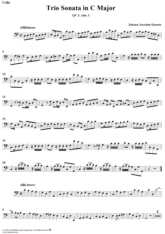 Trio Sonata in C Major  QV 2: Ahn. 3 - Cello
