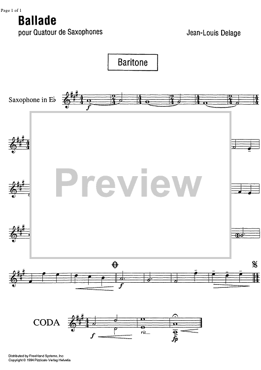 Ballade - E-flat Baritone Saxophone