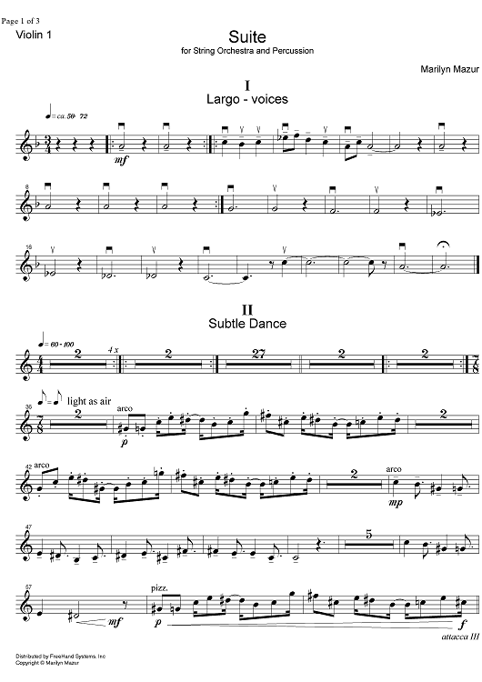 Suite for string orchestra and percussion - Violin 1