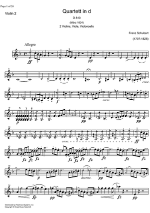 String Quartet No.14 d minor D810 - Violin 2