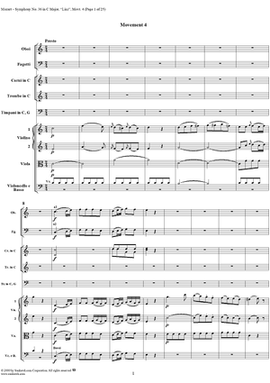 Symphony No. 36 in C Major, Movement 4 - Full Score