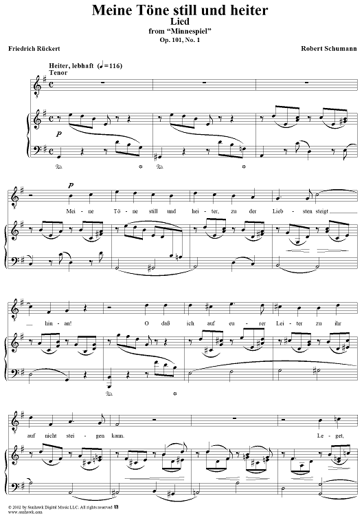 Minnespiel, Op. 101, No. 1: Lied - Meine Töne still und heiter