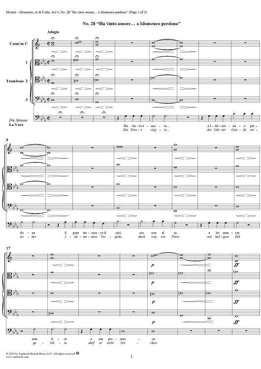 Idomeneo, rè di Creta, Act 3, No. 28 "Ha vinto amore… a Idomeneo perdona" - Full Score