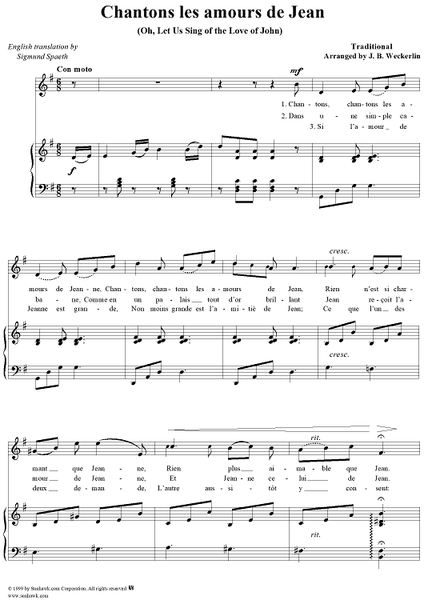 Chantons les amours de Jean - (Oh, Let Us Sing of the Love of John