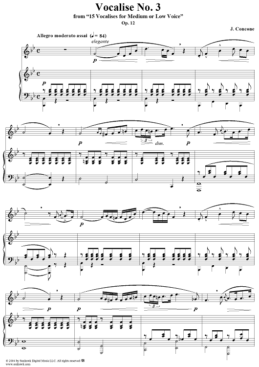 15 Vocalises for Medium or Low Voice, Op. 12: No. 3