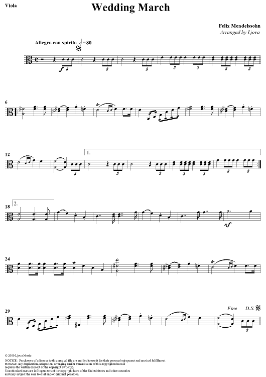Wedding March - Viola