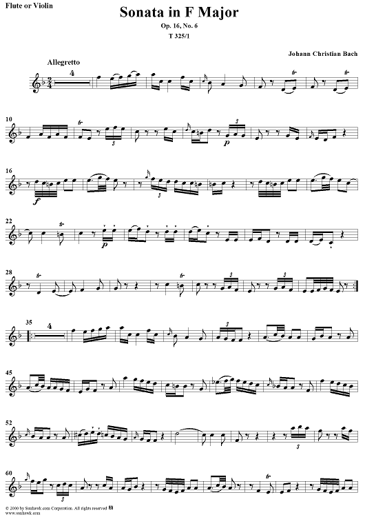 Sonata in F Major, Op. 16, No. 6 - Flute/Violin