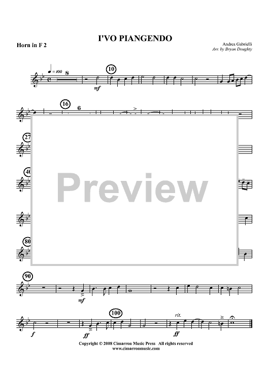 I'vo  Piangendo - Horn in F 2