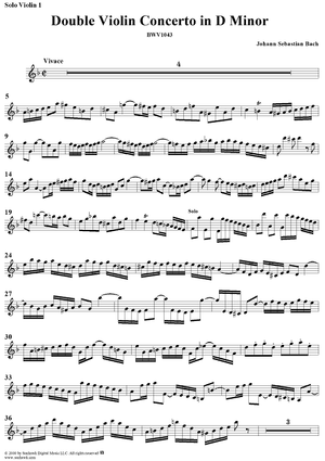 Double Violin Concerto - Solo Violin 1