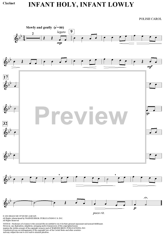Infant Holy, Infant Lowly - Bb Clarinet