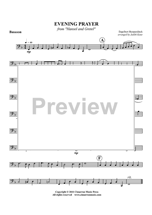 Evening Prayer - from "Hansel and Gretel" - Bassoon