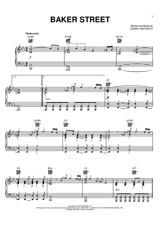 Baker Street Sheet Music by Foo Fighters Gerry Rafferty for