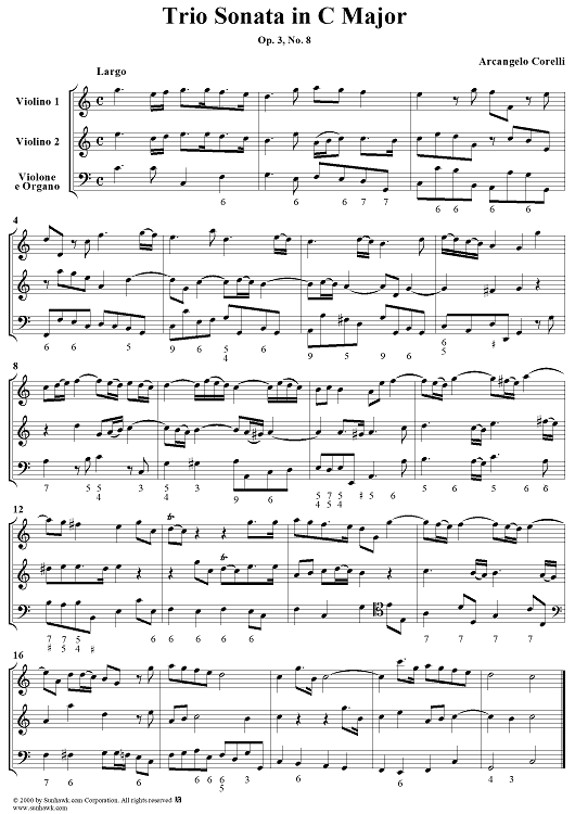 Trio Sonata in C Major, Op. 3, No. 8 - Score