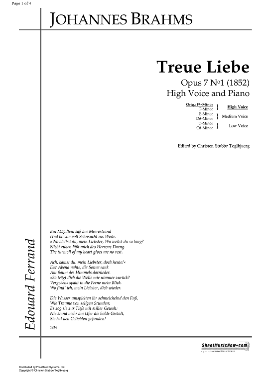 Treue Liebe Op. 7 No. 1