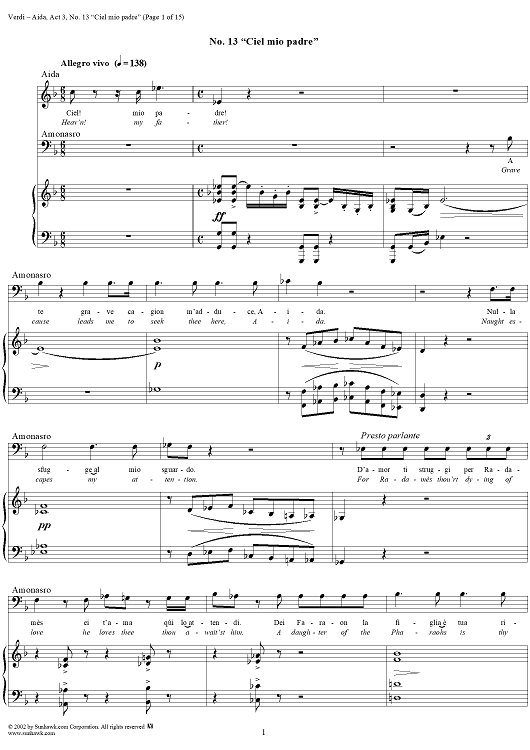 Duet from "Aida", Act 3 - Score